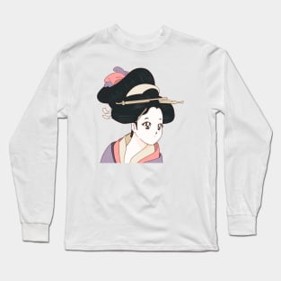 Historical Japanese Woman 90's Anime Style Long Sleeve T-Shirt